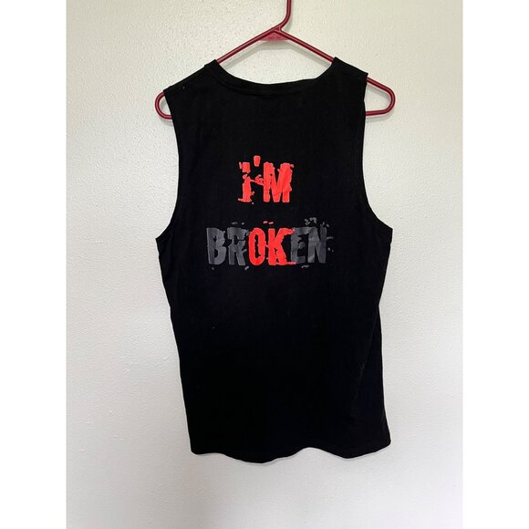 Chicyea Tank Top Black with I'm Broken on the Back Womans XL - Picture 2 of 4